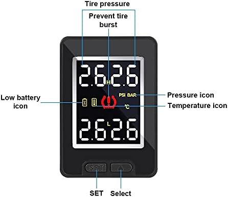 YWSZJ Gumiabroncs Nyomás Monitor Rendszer 4db Külső Belső Érzékelő Autó TPMS Vízálló Hőmérséklet Valós idejű Megfigyelése (Szín : Külső Érzékelők)