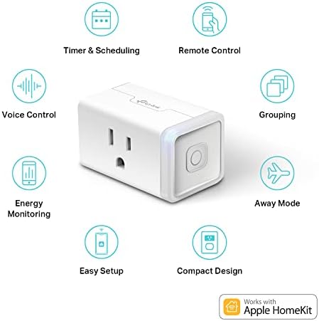 Kasa Smart Plug Mini 15A, Apple HomeKit Támogatott, Okos Outlet Működik a Siri, Alexa & Google Haza, Nem Hub Szükséges, UL Minősített,