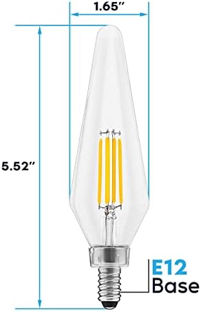 LUXRITE E12 Gyertyatartót LED Izzók 60 Watt Egyenértékű, 3000K Puha, Fehér, Zárt Lámpatest Mért, Szabályozható Csillár Izzók, 4.5 W, 500 Lumen,