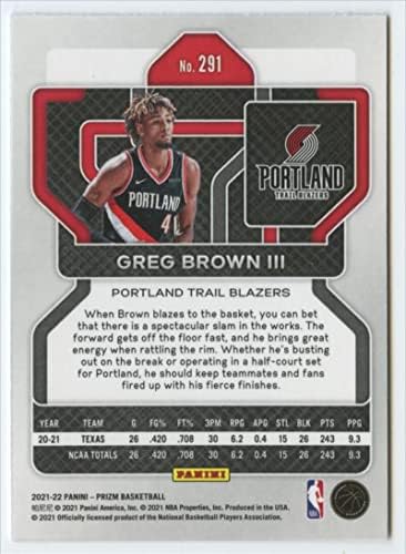 2021-22 Panini Prizm 291 Greg Brown III. Portland Trail Blazers RC Újonc NBA Kosárlabda-Bázis Kereskedelmi Kártya