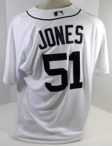 2017 Detroit Tigers Jeff Jones 51 Játék Kiadott Fehér Jersey-i Úr Patch 50 878 - Játék Használt MLB Mezek