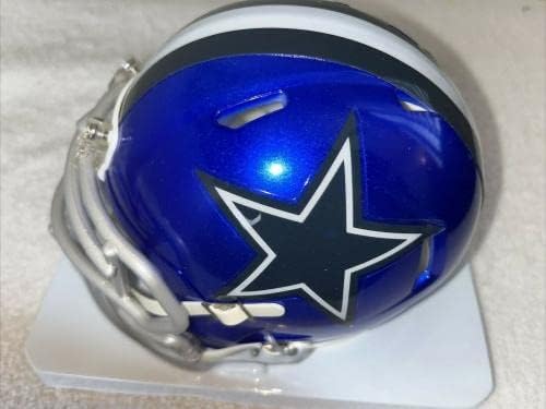 Emmitt Smith Aláírt Dedikált Dallas Cowboys Flash Mini Sisak Prova Hologram - Dedikált NFL Mini Sisak