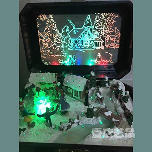 ZAMTAC Karácsonyi Dekoráció Falu Havas Jelenetről Optikai Fény Music Box Dekoráció Gyanta Kézműves Remek Kreatív Ajándék