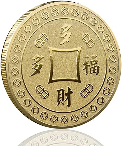 Hagyományos kínai Arany Szerencse Érme 多财多福 Felirat Tiszta védőtok - sorsjegy Sorsjegy Eszköz