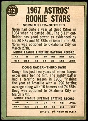 1967 Topps 412 Astros Újonc Doug Rader/Norm Miller Houston Astros (Baseball Kártya) FAIR Astros