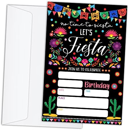 RLCNOT Születésnapi Meghívók, Kártyák Borítékok Készlet 20 - Fiesta Mexikói Szülinapi Meghívók Gyerekeknek, a Fiúk vagy a Lányok,
