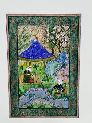 Miniatűr Festmény perzsa Művészet a Munka, Selyem, Papír, Kézzel készített Szerelmeseinek 18x26.5cm