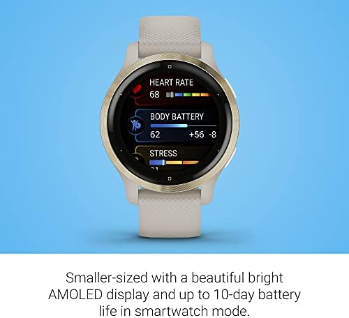 Garmin Venu 2S, Kisebb méretű GPS Smartwatch Fejlett Egészségügyi Ellenőrzés, valamint Fitness Funkciók, Fény, Arany Keret a Tan Ügy Szilikon