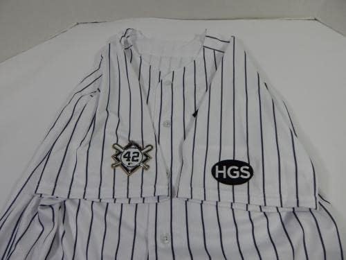 2020-ra a New York Yankees Gio Urshela 42 Játék Kiadott Fehér Jersey HGS P Robinson 6 - Játék Használt MLB Mezek