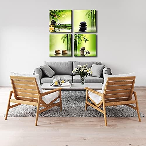 Pyradecor 4 Panel Tökéletes Bambusz, Zöld Képek, Festmények, Vászon Nyomatok Wall Art Nagy, Modern Galéria Csomagolva Zen