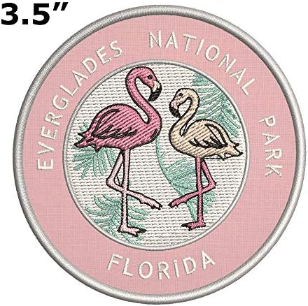 Flamingók Everglades Nemzeti Park, Florida Két Flamingók Hímzett Prémium Javítás DIY Vas-vagy Varrjuk-a Dekoratív Jelvény Jelkép