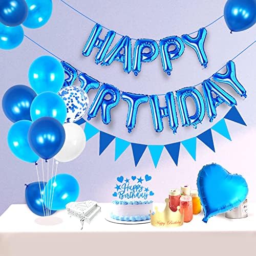 yujiaonly 26-ÁN Születésnapi Party Dekoráció Kék Boldog Szülinapot Fólia Lufi, Kék Szám 26 Boldog szülinapot Szárny Torta Topper Latex, meg