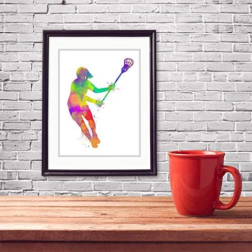 Lacrosse Játékos Sport Absztrakt Wall Art Print 11x14, Ideális Tini Lány Hálószoba, Klub öltözőjében, Tanár, Edző, Szurkoló