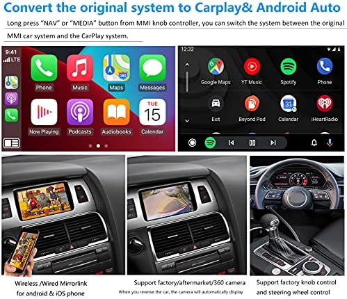 Az út Felső Vezeték nélküli Carplay Android Auto Retrofit Készlet Audi A6 S6 (2010-2011 Év), az Audi Q7 (2010-2015 Év) Gyári
