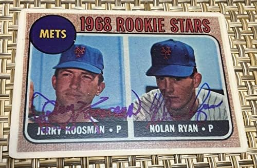 Nolan Ryan Koosman HOF Hamilton Kerámia 1968 Topps Reprint Kezdő RC Aláírt Auto - Baseball Asztalon Dedikált Kártyák