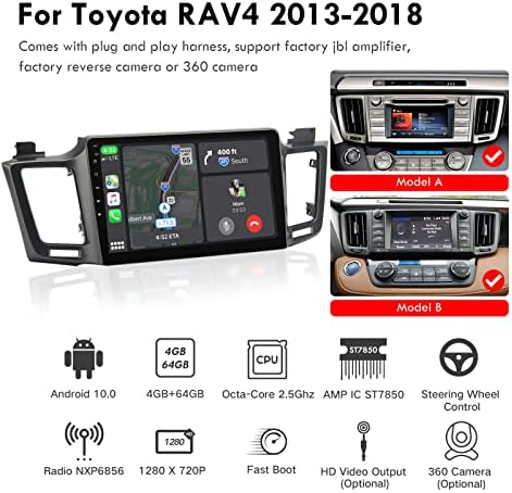 ViaBecs 10.2 Bluetooth autórádió Apple Carplay Toyota RAV 4 RAV4 2013 2014 2015 2017 2018-ig Fej-Egység, Egységes Din autórádió Támogatja