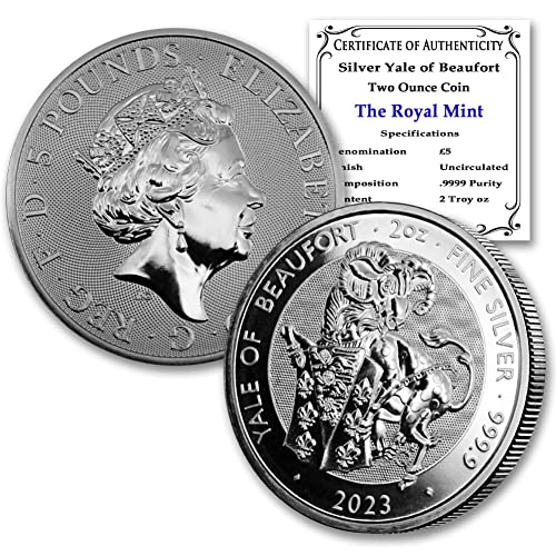 2023 GB 2 oz Brit Silver Royal Tudor Vadállatok - a Yale-re, a Beaufort-Érme Brilliant Uncirculated egy Eredetiséget igazoló Tanúsítvány