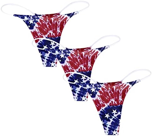 Bikini Bugyi, Női Csomag 3 Nagy Vágott USA-ban július 4 Szakaszon Heveder G-String Alacsony Emelkedik USA Zászló Nyomtatás Szexi