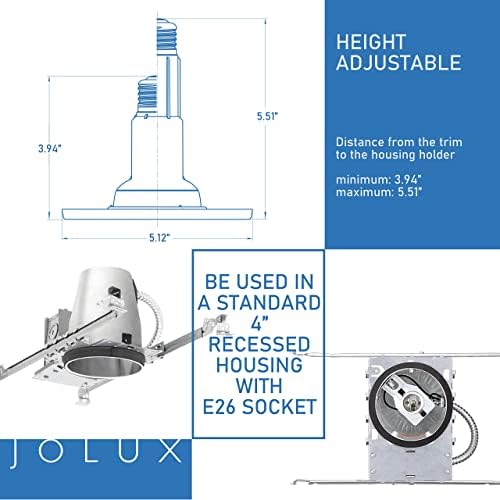 Jolux 4 Hüvelykes LED Világítás Süllyesztett, Állítható Utólag Beépíthető, ETL Nedves Névleges Csere átalakító Készlet, 8.5 W=40W, 5000K Nappal,
