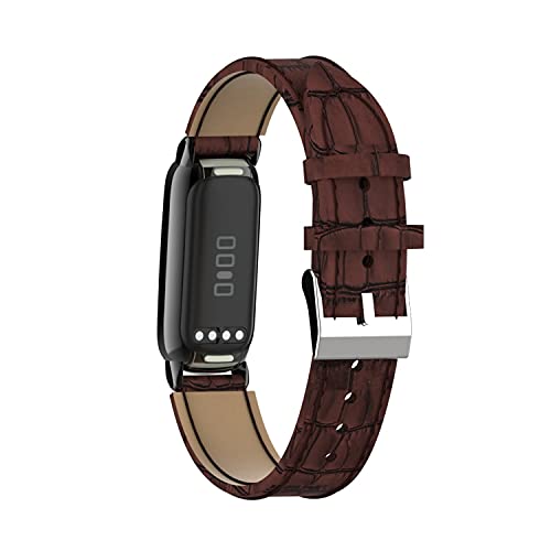 eiEuuk Krokodil Mintás Bőr Watchband Kompatibilis Fitbit Luxe/Luxe SE Smartwatch,Vékony, Puha, Valódi Karszalag Heveder Karkötő