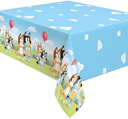 Egyedi Bluey Téglalap alakú Műanyag asztalterítő 54 x 84 - Bluey Születésnapi Party Kellékek, majd Dekoráció