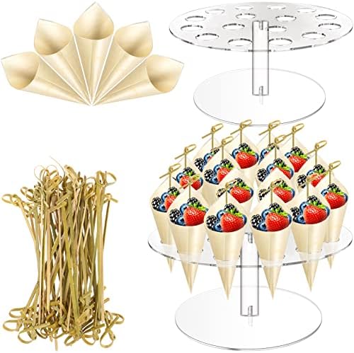 A Tölcsér Jogosultja,Cupcake Kúp Sütés Rack áttetsző Akril Sushi Kezét Roll Kijelző Állni, 16 Lyuk Gofri Popcorn Élelmiszer