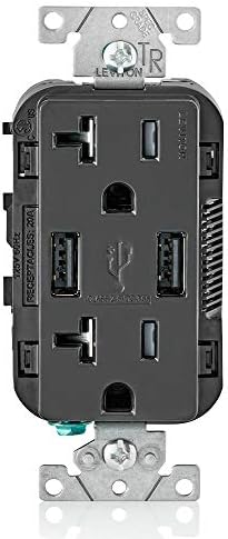 Hai T5832-E 20-Erősítő USB Töltő/Felnyitás ellen Duplex Aljzat, Fekete, 1-Csomag