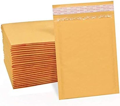 MMBM Kraft Buborék Mailer, 8.5x12 Es, 100-as Csomag, Párnázott Szállítási Boríték Leveleket, Arany Sárga, Egyéni Pecsétet, Harangzúgás