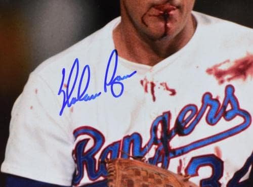 Nolan Ryan Dedikált Texas Rangers 8x10 Véres a szád Fotó - AI Ellenőrzött Holo - Dedikált MLB Fotók