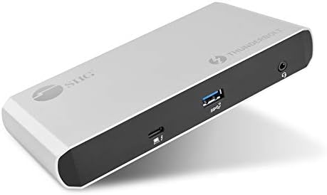 SIIG Thunderbolt 3 vagy USB-C Kettős 4K Kijelző Dokkoló Állomás 60W Laptop Töltő - Titán, Ridge (1x USB 3.0-2X USB 3.1, 2X DP 1.2,