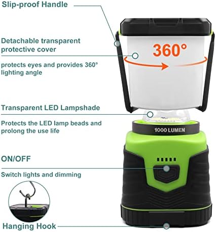LED Kemping Lámpa, elemről működik (Nem Tartozék), 1000LM, 4 Fény Mód, IP44 Vízálló, LED Kemping Lámpa Zseblámpa a Hurrikán