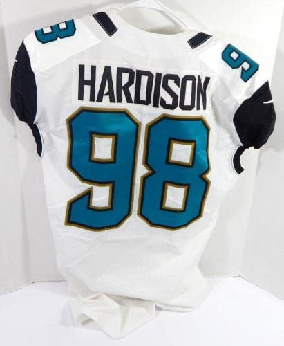 2017 Jacksonville Jaguars Marcus Hardison 98 Játék Kiadott Fehér Jersey 44 051 - Aláíratlan NFL Játék Használt Mezek