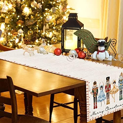 ARKENY Karácsonyi asztali Futó 72 Cm, Akvarell előadott diótörő Karácsonyi Labdák Kávé Haza Étkezési Fedett Téli Szezonális Ünnep Parasztház