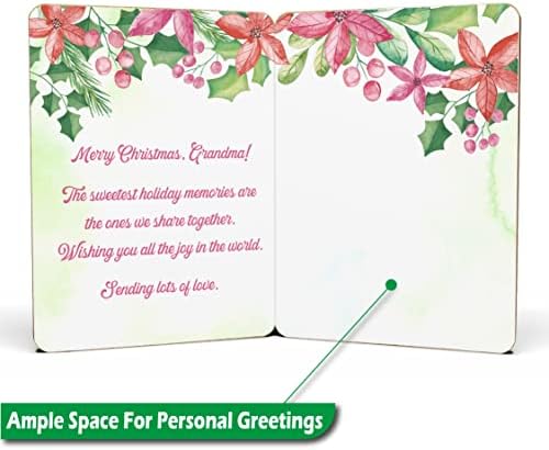 Boldog Karácsonyt Kártya Nagyi - | Készült Valódi Bambusz | 6 X 4.5 - 1 Csomag (Boríték Tartalmazza) | Lézerrel Vágott, Dísz Témájú