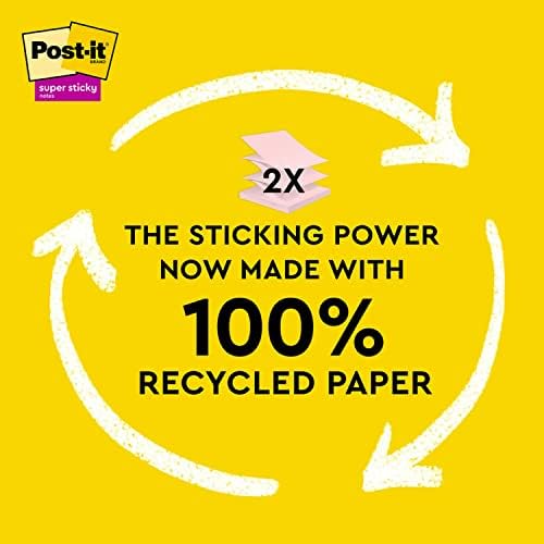 Post-it - ban Újrahasznosított Papír Super Sticky Pop-up Megjegyzi, 2X A Ragasztás Hatalom, a 3x3, 6 Párna/Csomag, 70 Lap/Pad,