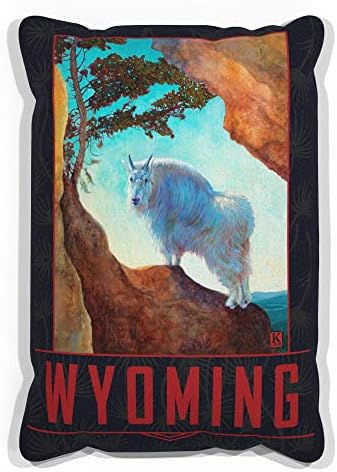 Wyoming Hegyi Kecske Ál Bőr Kanapé Párnát a Festmény a Művész Kari Lehr 13 x 19.