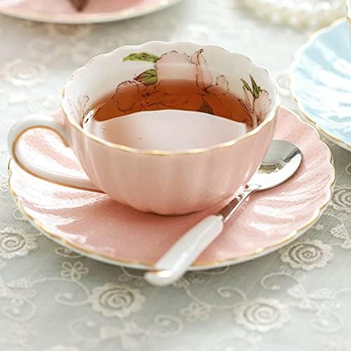 ZHUHW porcelán kávéscsésze Lelkipásztori Délutáni Tea Kerámia Tea, Fekete Tea Csésze Étel, Kanál, Bögre, Rózsaszín