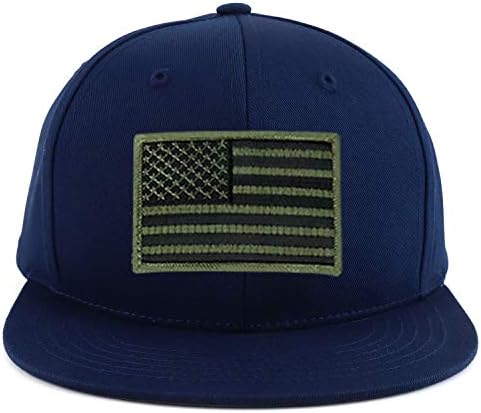 Armycrew Olive Amerikai Zászló Javítás Ifjúsági Méret Flatbill Snapback Baseball Sapka