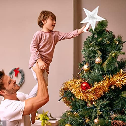 2db Karácsony Karácsonyi Hüvelyk Holiday Star Működtetett Led H Dekorációval Fél Akkumulátor Téli Haza Égő fa tetején Fa Dekoráció