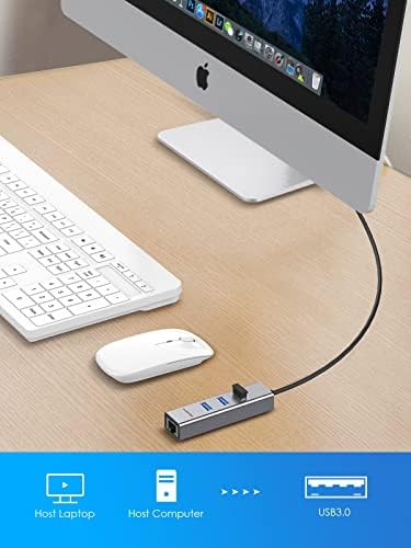 LENTION 3-Port USB 3.0 Hub a Gigabit Ethernet-Adapter Kompatibilis a MacBook Air/Pro (Előző Generációs), iMac, Felület, Chromebook,