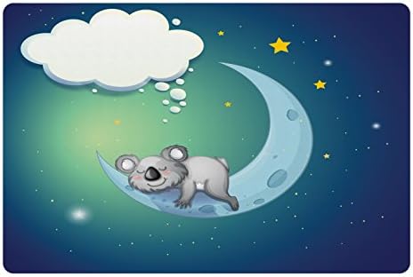 Lunarable Koala Pet-Mat Élelmiszer, Víz, Álmodik Koala Maci a Holdat, még a Csillagokat is az Űrben Éjszaka Illusztráció, Téglalap Csúszásmentes