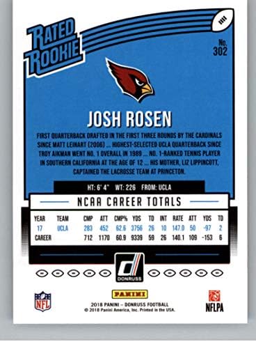 2018 Donruss Foci 302 Josh Rosen RC Újonc Kártya Arizona Cardinals Névleges Újonc Hivatalos NFL Trading Card
