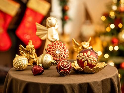 Valerij Madelyn 108ct Luxus Piros-Arany Karácsonyi Labdát Díszek Dekoráció, Törhetetlen karácsonyfadísz Érték Csomag, Karácsonyi