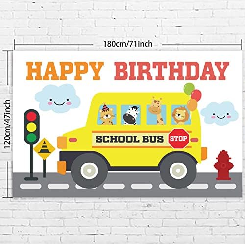 Sárga iskolabusz Boldog Szülinapot Banner Hátteret Háttér Fotó Kellékek Vissza Iskola Busz Kerekei Téma Dekoráció Első Nap az