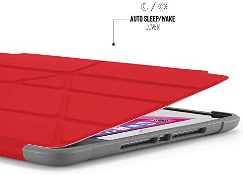 Pipetto iPad 10.2 Hüvelyk Esetben 2019 7. Generációs | Ütésálló TPU Origami Cover az Apple tolltartó | Piros