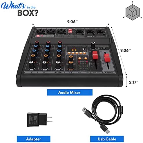 Pyle Szakmai Bluetooth Audio DJ Mixer - 3 Csatornás DJ Kontroller, hangmérnök w/DSP 16 előre Beállított Effektek, USB Interfész, 3 Mikrofon/Vonal