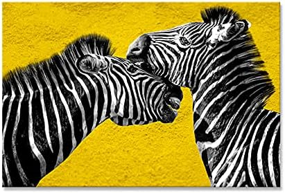 999Store Két Zebra Vászon Festmény(Vászon Unframed_36X54 Inch_ Sárga ) ULP36540363