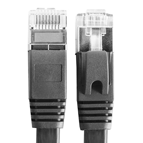 REDLUX [Fekete] Cat7 RJ45 Árnyékolt, Ethernet Kábel,10 gbps Lapos Internet Hálózati LAN-Kábel,Gyorsabb, Mint a CAT6a CAT6 CAT5e,3.3 ft/1m