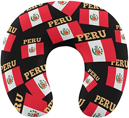 Peru Zászló Utazási Nyak Párna U Alakú Fej-Nyaki Támogatás Párna Memory Foam Fejtámla Autó Irodában, Otthon Alszik