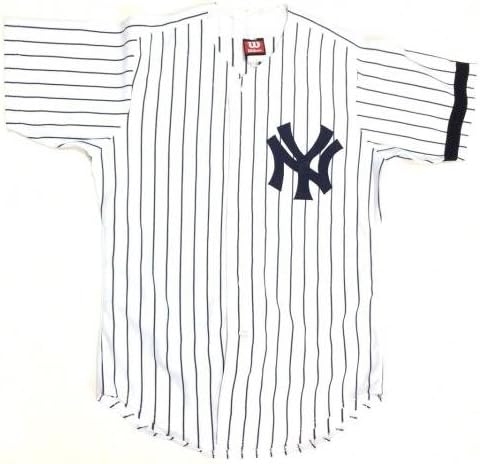 13 MLB Csillagok & Legendák Alá Írva Vintage Yankees Jersey Larsen Guidry COA - Dedikált MLB Mezek